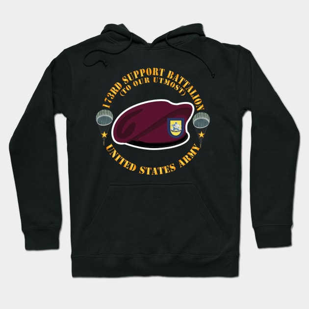 Maroon Beret - FLash - DUI - 173rd Support Battalion - To Our Utmost - US Army X 300 Hoodie by twix123844